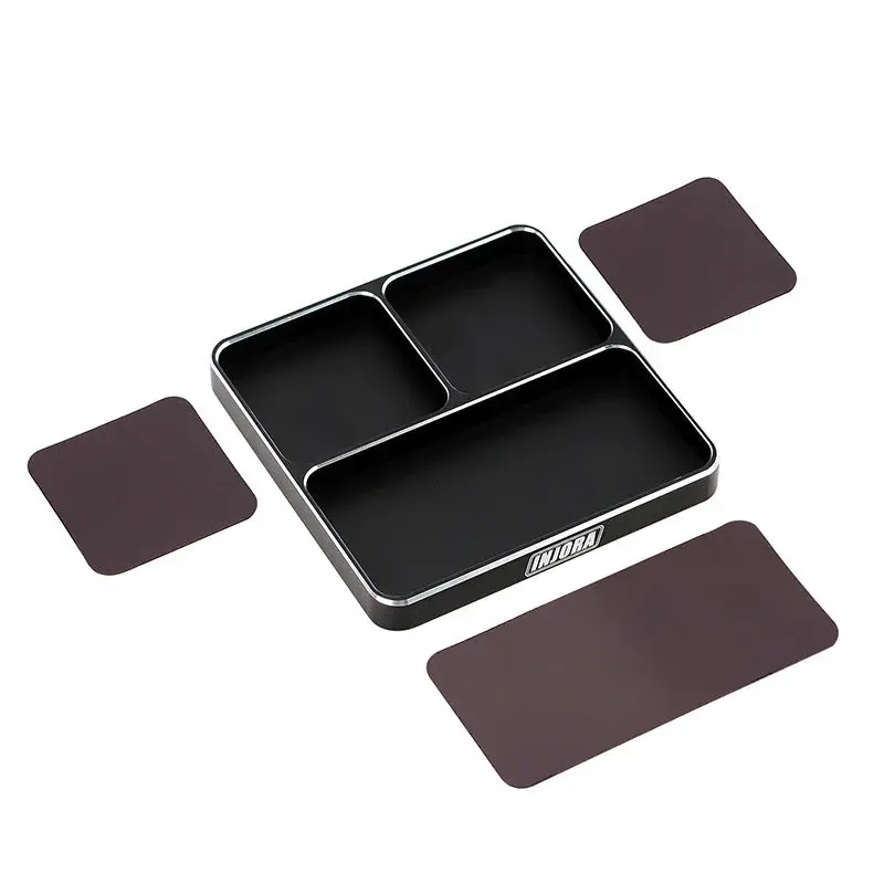 INJORA Tool-A02BK - INJORA 98x98x11mm CNC Aluminum Magnetic Screw Tray, Black