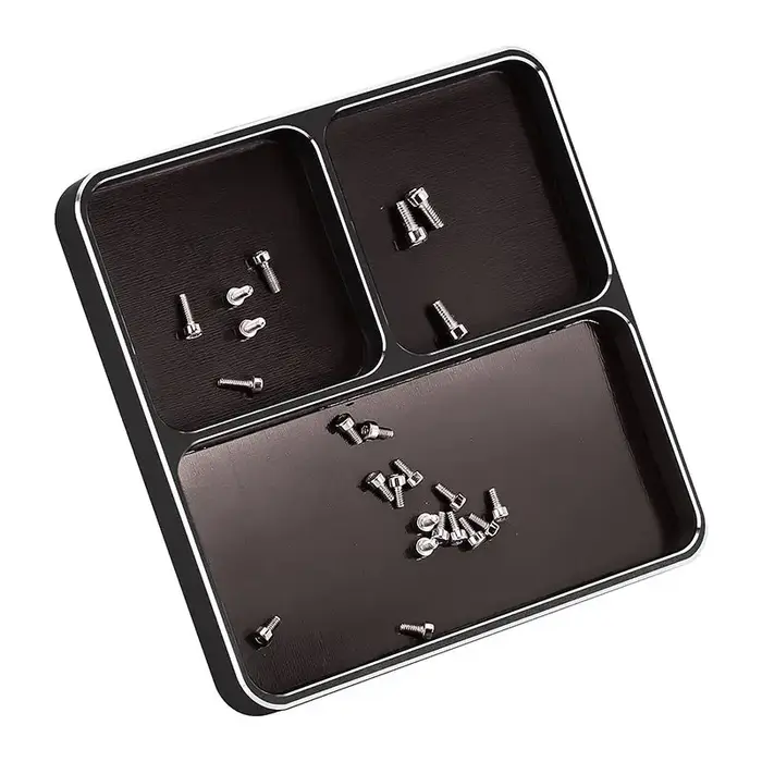 INJORA Tool-A02BK - INJORA 98x98x11mm CNC Aluminum Magnetic Screw Tray, Black