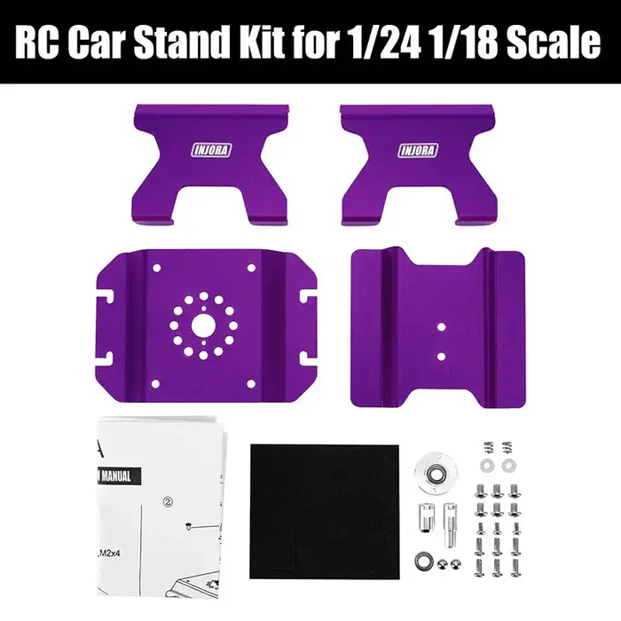INJORA Tool-63PU - INJORA Aluminum RC Car Stand with Shock Holder for 1/24 1/18 RC Crawler, Purple