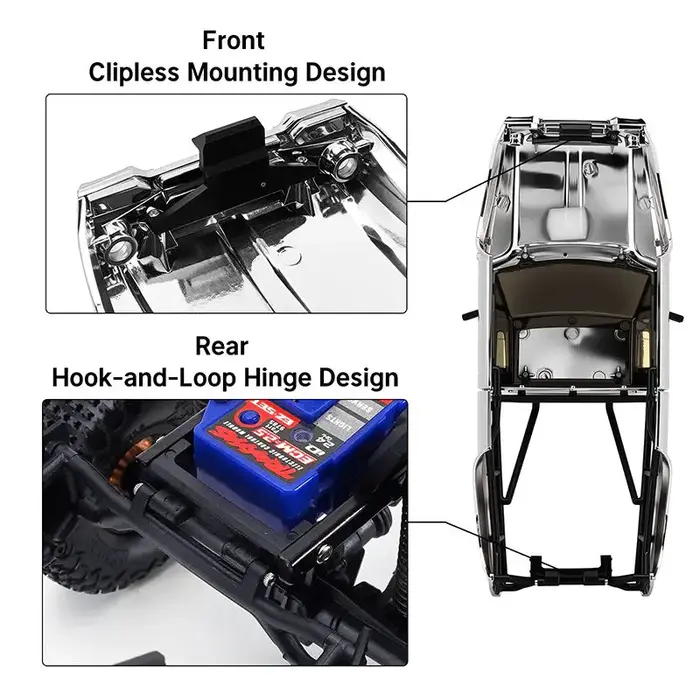 INJORA IR60-CH - INJORA IR60 Body for 1/18 TRX4M Defender Bronco, Silver