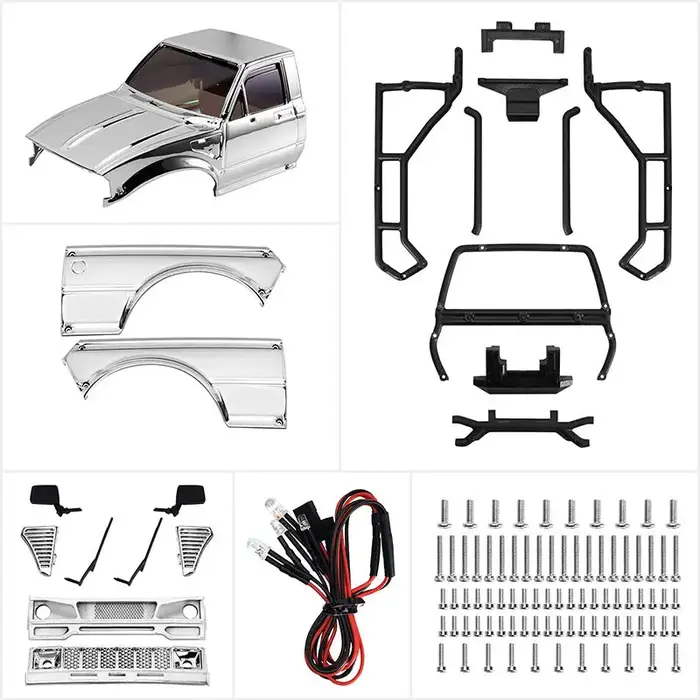 INJORA IR60-CH - INJORA IR60 Body for 1/18 TRX4M Defender Bronco, Silver