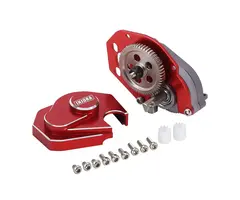 INJORA SCX24-130RD - INJORA CNC Aluminum Complete Transmission Gearbox for Axial SCX24 AX24, Red