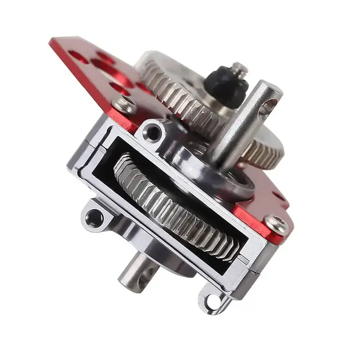 INJORA SCX24-130RD - INJORA CNC Aluminum Complete Transmission Gearbox for Axial SCX24 AX24, Red