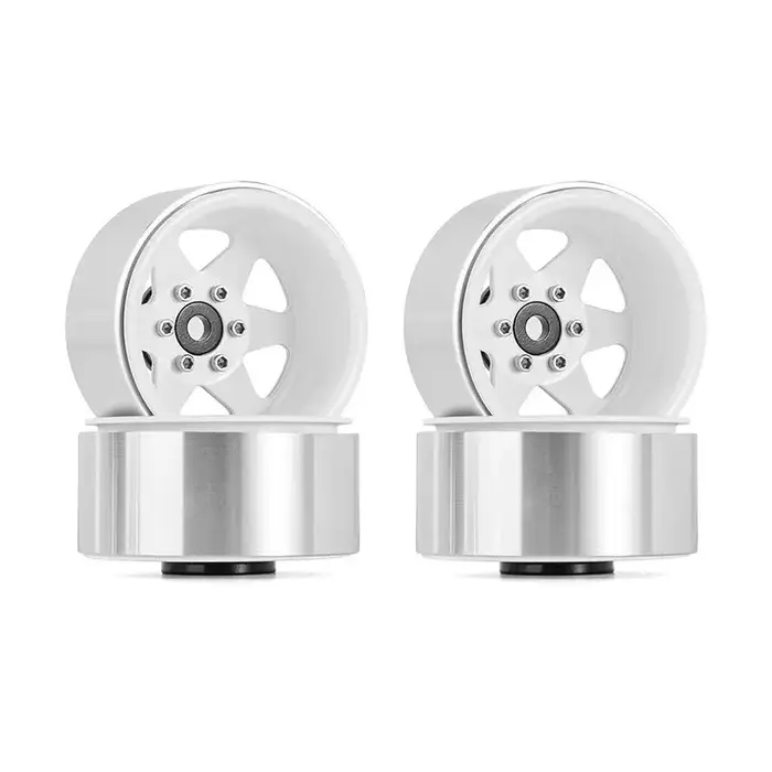 INJORA YQW-1948WH - INJORA 1.9" Offset -8.9mm Deep Dish Stamped Beadlock Wheel Rims for 1/10 RC Crawlers (4) White