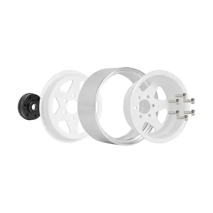 INJORA YQW-1948WH - INJORA 1.9" Offset -8.9mm Deep Dish Stamped Beadlock Wheel Rims for 1/10 RC Crawlers (4) White