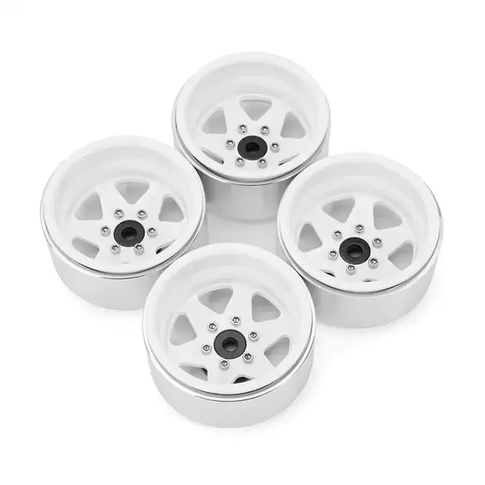 INJORA YQW-1948WH - INJORA 1.9" Offset -8.9mm Deep Dish Stamped Beadlock Wheel Rims for 1/10 RC Crawlers (4) White