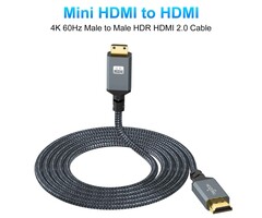 Twozoh MINI-HDMI2HDMI - Twozoh Mini HDMI to HDMI Cable 6.6FT 2 Pack, Nylon Braided HDMI to Mini HDMI Support 3D/4K@60Hz 18Gbps/2160P/1080P for Nikon/Canon DSLR, Camcorder, Laptop, Tablet and Graphics/Video Card