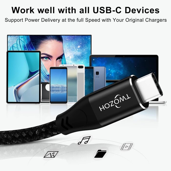 Twozoh USB C to USB C Cable 100W 3.3FT, UseBean USB 3.2 Gen 2X2 20Gbps Data Transfer Type-C Cable PD 100W Fast Charging, 4K Video Monitor Cord, for Thunderbolt 3/4 MacBook Pro, iPad Pro, Galaxy S21/S20
