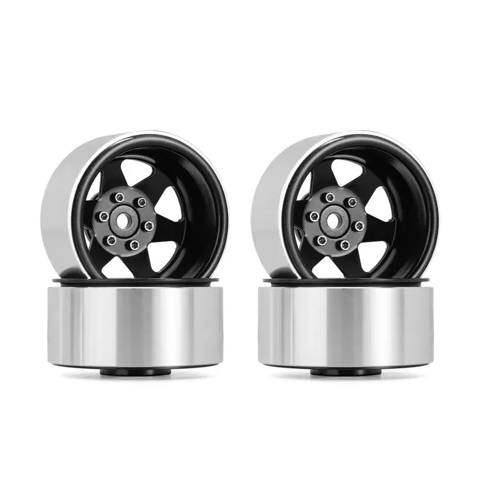 INJORA YQW-1948BK - INJORA 1.9" Offset -8.9mm Deep Dish Stamped Beadlock Wheel Rims for 1/10 RC Crawlers (4) Black