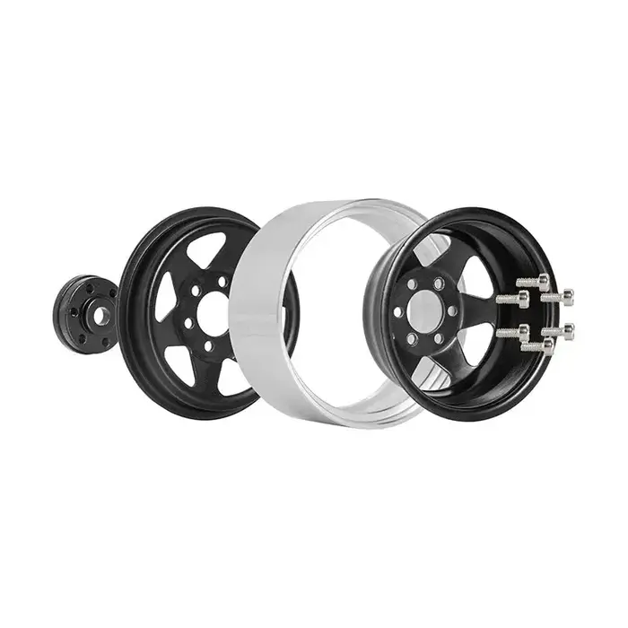 INJORA YQW-1948BK - INJORA 1.9" Offset -8.9mm Deep Dish Stamped Beadlock Wheel Rims for 1/10 RC Crawlers (4) Black