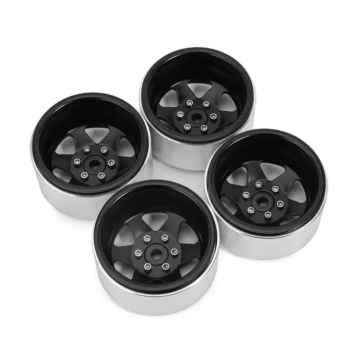 INJORA YQW-1948BK - INJORA 1.9" Offset -8.9mm Deep Dish Stamped Beadlock Wheel Rims for 1/10 RC Crawlers (4) Black