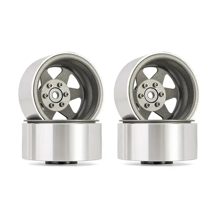 INJORA YQW-1948GL - INJORA 1.9" Offset -8.9mm Deep Dish Stamped Beadlock Wheel Rims for 1/10 RC Crawlers (4) Gray