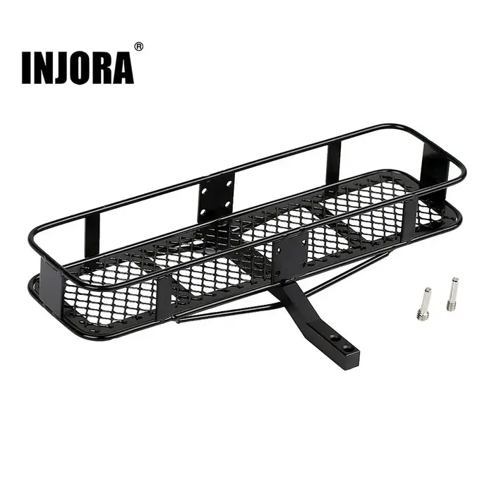 INJORA CRAW18376 - INJORA Metal Rear Bumper Back Hitch Carrier for 1/10 RC Crawler, Black