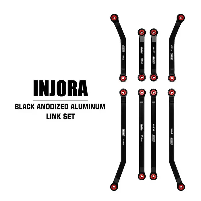 INJORA SCX24-187BK - INJORA Aluminum High Clearance 4 Links Set for 1/24 Axial SCX24 GX470, Black
