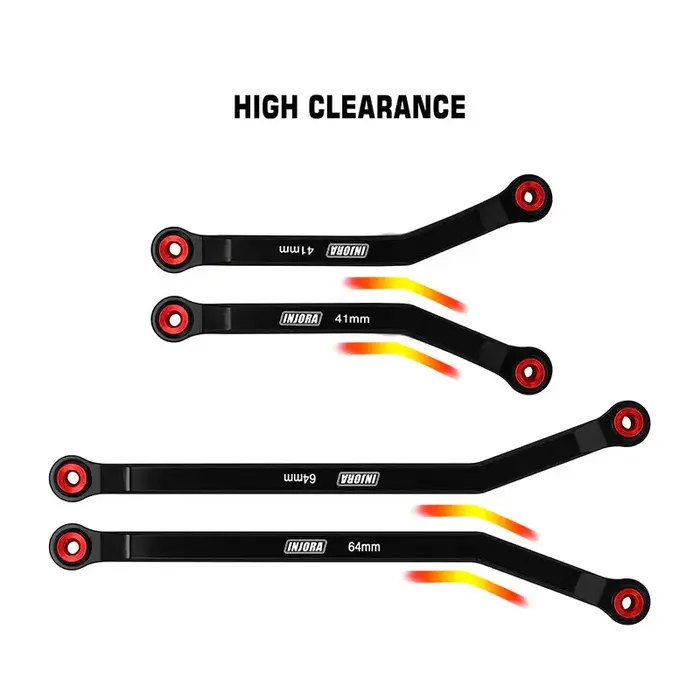 INJORA SCX24-187BK - INJORA Aluminum High Clearance 4 Links Set for 1/24 Axial SCX24 GX470, Black