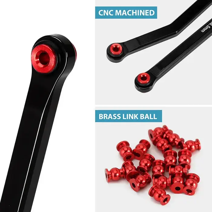 INJORA SCX24-187BK - INJORA Aluminum High Clearance 4 Links Set for 1/24 Axial SCX24 GX470, Black