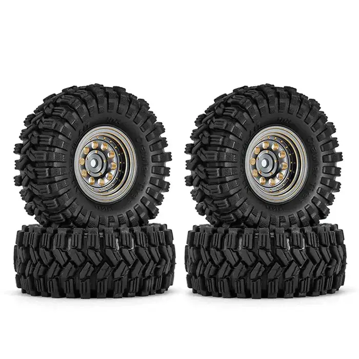 INJORA YQW-1008GL-1017 - INJORA 1.0" 58x24mm -2.65mm Offset Brass Wheel Set for Micro Crawlers, Gray