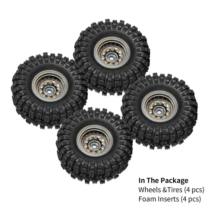 INJORA YQW-1008GL-1017 - INJORA 1.0" 58x24mm -2.65mm Offset Brass Wheel Set for Micro Crawlers, Gray