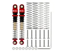 INJORA SCX24-27RB-2 - INJORA 43mm Aluminum Threaded Double Barrel Shocks Dampers for Axial SCX24, Red
