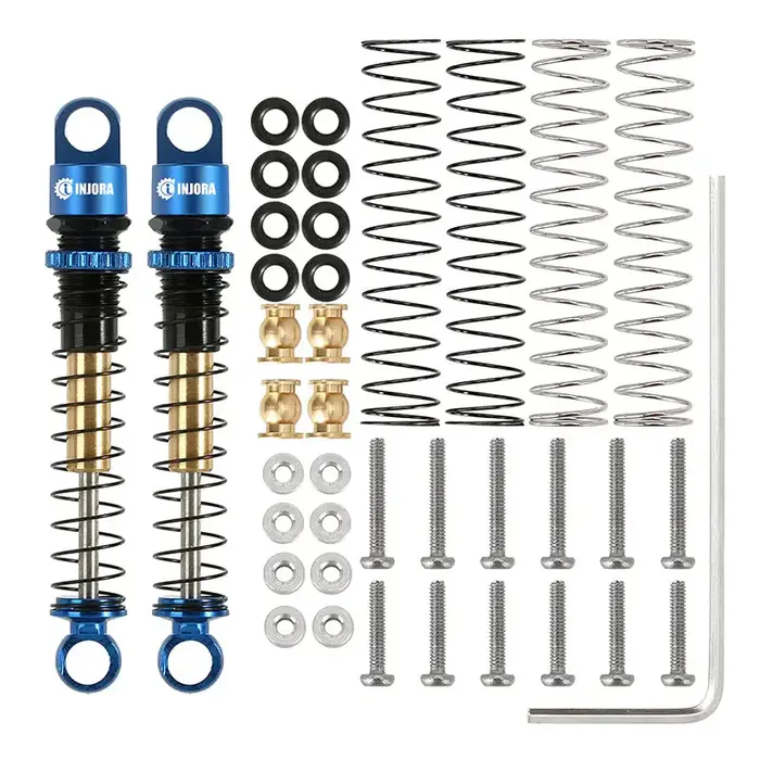 INJORA SCX24-27BL-2 - INJORA 43mm Aluminum Threaded Double Barrel Shocks Dampers for Axial SCX24, Blue