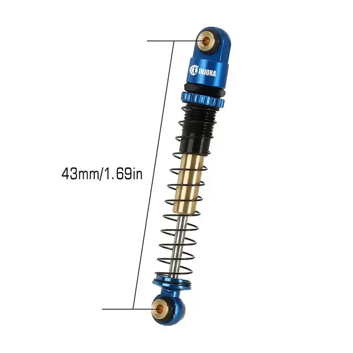 INJORA SCX24-27BL-2 - INJORA 43mm Aluminum Threaded Double Barrel Shocks Dampers for Axial SCX24, Blue