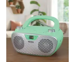 CD-485-GR - JENSEN® CD-485 1-Watt Portable Stereo CD Player with AM/FM Radio (Green)