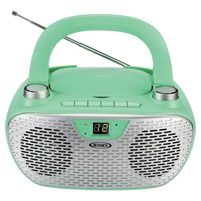CD-485-GR - JENSEN® CD-485 1-Watt Portable Stereo CD Player with AM/FM Radio (Green)