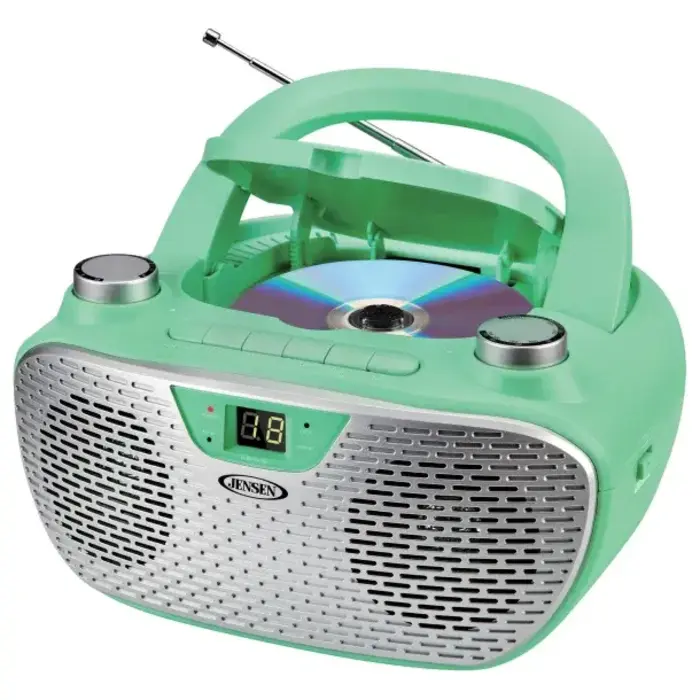 CD-485-GR - JENSEN® CD-485 1-Watt Portable Stereo CD Player with AM/FM Radio (Green)