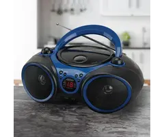 CD-490A-BB - JENSEN® Portable CD Player with AM/FM Stereo Radio, CD-490 (Blue/Black)