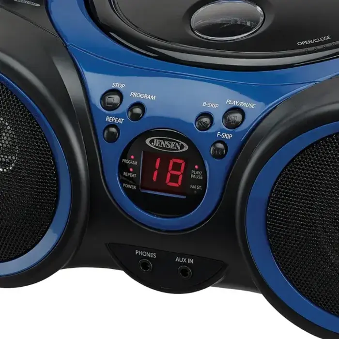 CD-490A-BB - JENSEN® Portable CD Player with AM/FM Stereo Radio, CD-490 (Blue/Black)