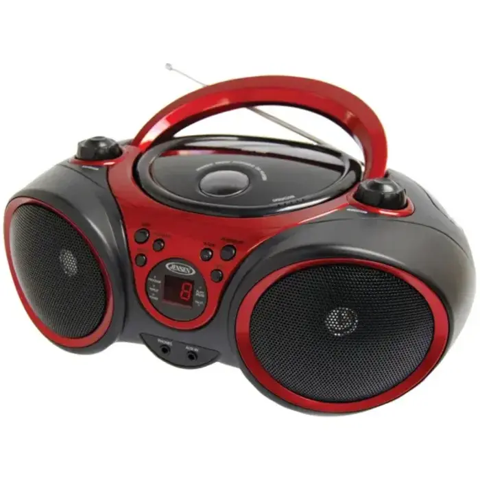 CD-490 - JENSEN® Portable CD Player with AM/FM Stereo Radio, CD-490 (Black/Red)