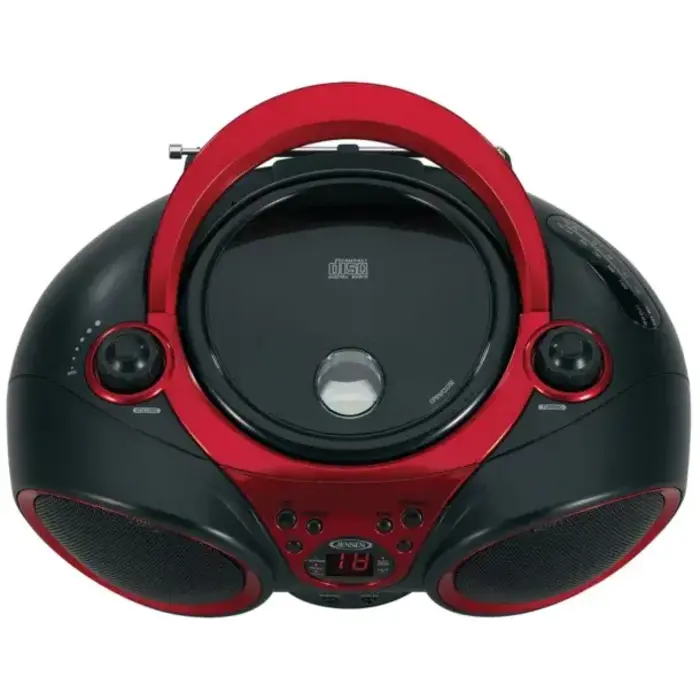 CD-490 - JENSEN® Portable CD Player with AM/FM Stereo Radio, CD-490 (Black/Red)