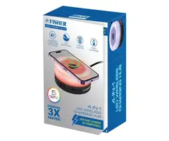 FWIC297K - Previous Next FISHER® Tech Essentials 15-Watt 4-in-1 Wireless Charging Hub (Black)