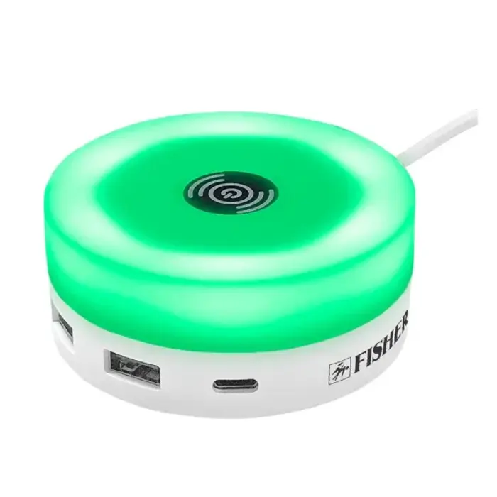 FWIC297W - FISHER® Tech Essentials 15-Watt 4-in-1 Wireless Charging Hub (White)