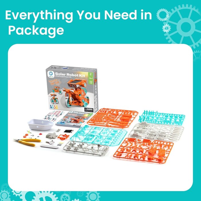 SOLAR-BOT - Sillbird Solar Robot Building Kit STEM Gift for Boys Aged 8-14, 15-in-1 DIY Science Educational Robotic Set, Solar or Battery Powered Toy for Kids Birthday with 212 Pieces