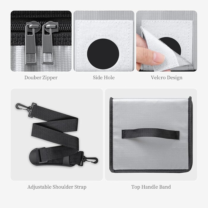 HOOVO-2PK - HOOVO 2 Pack Fireproof Explosionproof Lipo Battery Safe Bag, LiPo Guard Safe Bag for Lipo Battery Storage and Charging with Double Zipper