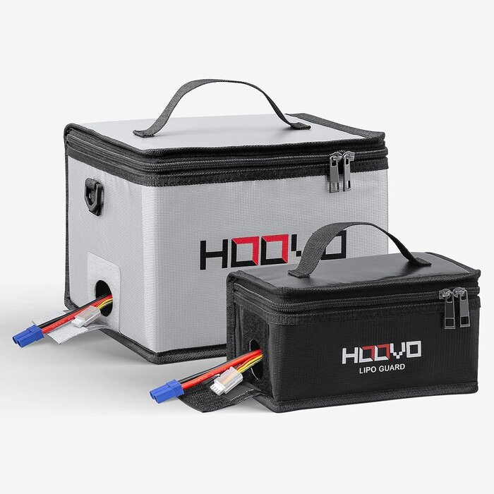 HOOVO-2PK - HOOVO 2 Pack Fireproof Explosionproof Lipo Battery Safe Bag, LiPo Guard Safe Bag for Lipo Battery Storage and Charging with Double Zipper