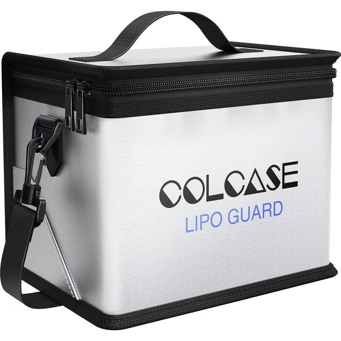 COLCASE-LIPO-BAG - COLCASE Fireproof Explosionproof Lipo Safe Bag for Lipo Battery Storage and Charging, Large Space Highly Sturdy Double Zipper Lipo Battery Guard (8.46x5.7x6.5 in)