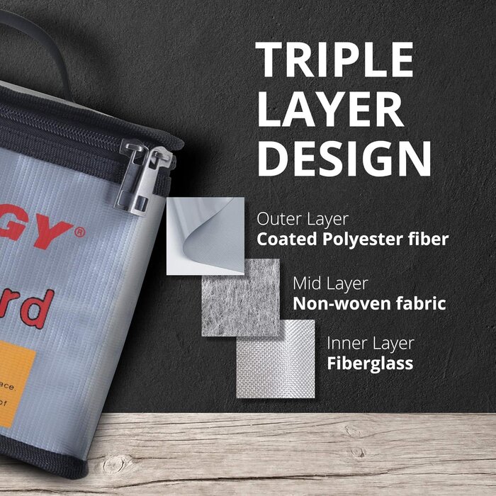 TNRGY-LPO-BAG-LG - Tenergy Fire Retardant Lipo Zipper Bag for Charging and Storing Lipo Battery Packs, 8.5 x 6.5 x 5.7inch | Lipo Battery Packs, for Charging and Storing, Lipo