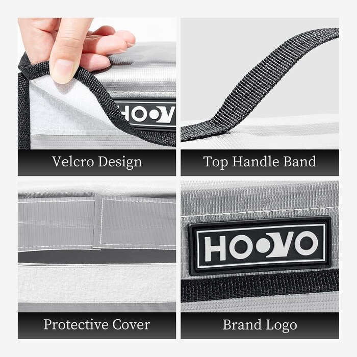 HOOVO-LIPO-BAG-MED - HOOVO Lipo Battery Bag - Fireproof & Explosionproof Storage Protector,  Accommodates 4 Batteries