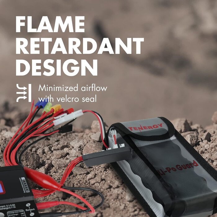 TNRGY-LIPO-BAG-SM-2PK - Tenergy 2 Pack, Fire Retardant Lipo Bags, Battery Bags for Charging and Storage, 5.5x3.5x2 inches Each