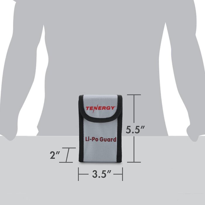 TNRGY-LIPO-BAG-SM-2PK - Tenergy 2 Pack, Fire Retardant Lipo Bags, Battery Bags for Charging and Storage, 5.5x3.5x2 inches Each