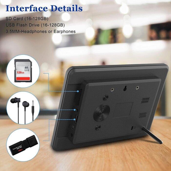 P100 - Atatat 10 inch Digital Photo Frame, Digital Picture Frame with Adjustable Brightness, Support Sleep Mode Photo Deletion,1080P Video, Slideshow, Black