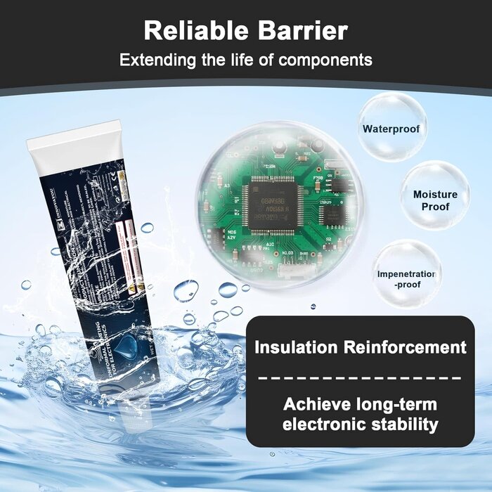 CONFORMAL-SILICONE - 1DFAUL 100ml Conformal Coating for Electronics, Silicone Conformal Coating Insulating Sealant, Waterproof, Dust& Moisture Resistant, for Reliable Electronic Components Protection