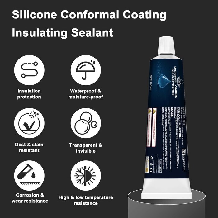 CONFORMAL-SILICONE - 1DFAUL 100ml Conformal Coating for Electronics, Silicone Conformal Coating Insulating Sealant, Waterproof, Dust& Moisture Resistant, for Reliable Electronic Components Protection