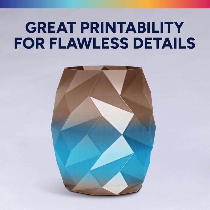 OVPLA-SLK-CPPR-SHORE - OVERTURE Silk Copper Shore PLA Rainbow Filament 1.75mm, Bi-Color Shiny PLA Finish, Smooth & Glossy, 1kg Spool (2.2lbs), Ideal for Cosplay Jewelry & Home Decor (Silk Copper Shore)