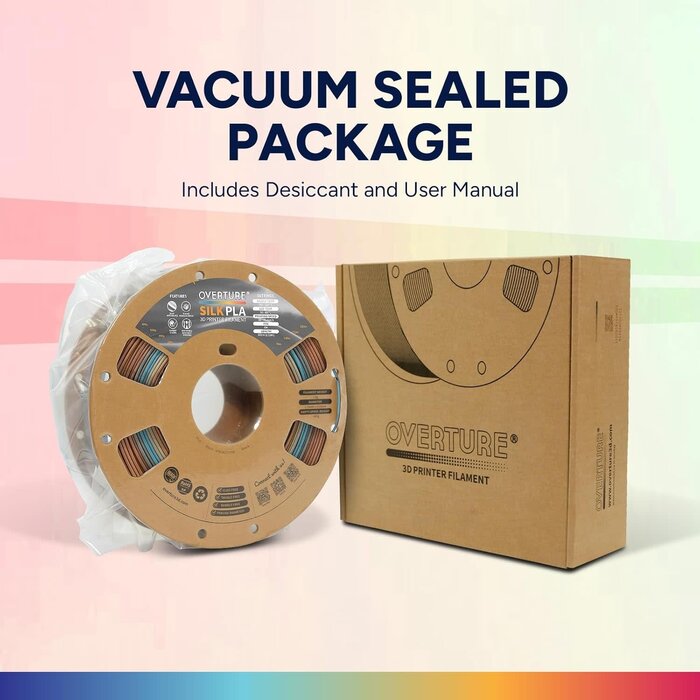 OVPLA-SLK-CPPR-SHORE - OVERTURE Silk Copper Shore PLA Rainbow Filament 1.75mm, Bi-Color Shiny PLA Finish, Smooth & Glossy, 1kg Spool (2.2lbs), Ideal for Cosplay Jewelry & Home Decor (Silk Copper Shore)