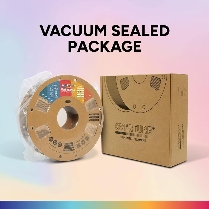 OVPLA-MATTE-WOOD - OVERTURE Matte PLA 3D Printer Filament 1.75mm, Matt Surface & Low Warping Filament 1kg Spool (2.2 lbs), Accuracy +/- 0.02 mm, Fit Most FDM Printers (Matte Wood)