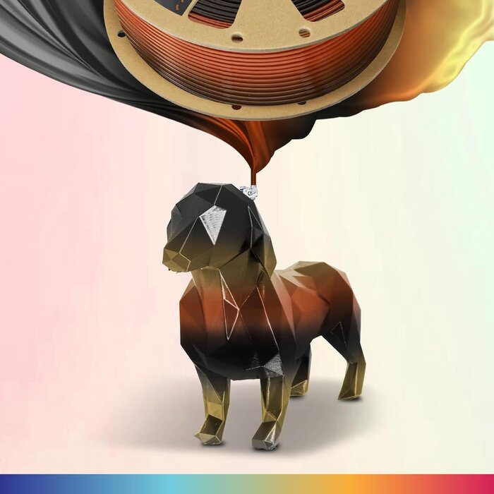 OVPLA-SLK-TGR-EYE - OVERTURE Silk PLA Rainbow Filament 1.75mm, Bi-Color Shiny PLA Finish, Smooth & Glossy, 1kg Spool (2.2lbs), Ideal for Cosplay Jewelry & Home Decor (Silk Tiger Eye)