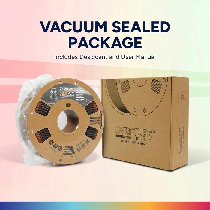 OVPLA-SLK-TGR-EYE - OVERTURE Silk PLA Rainbow Filament 1.75mm, Bi-Color Shiny PLA Finish, Smooth & Glossy, 1kg Spool (2.2lbs), Ideal for Cosplay Jewelry & Home Decor (Silk Tiger Eye)